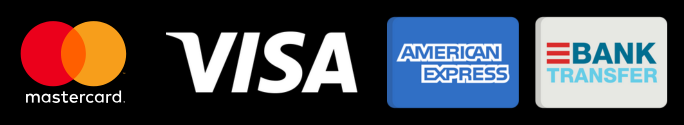 We Accept Visa, Mastercard, American Express and Bank Transfer